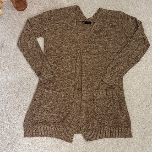 Love Ellie Open Front Cardigan Sweater Brown Marled Knit Size Small - Picture 1 of 4